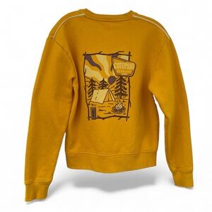 Cotopaxi Crewneck Sweatshirt with Camp Graphic, mustard yellow, size S